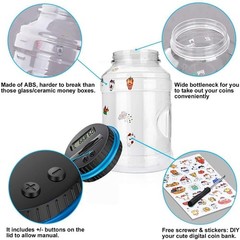 Digital Coin Counter Money Bank, 1.8L ABS Jar with LCD Display, Battery Opera…