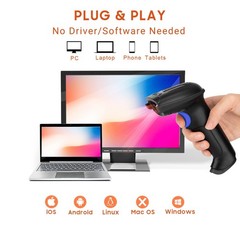 Tera Pro 1D Wireless Barcode Scanner 3 in 1 Bluetooth Pro, Blue 2500C CCD