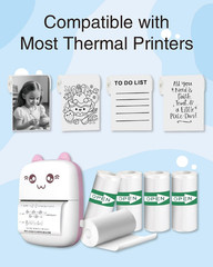 5 Rolls Self-Adhesive Thermal Paper for Mini Portable Printers, 57x25mm, Ther…