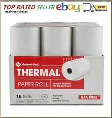 Member&rsquo;s Mark Thermal Receipt Paper Rolls, 3 1/8&Prime; X 190&prime;, 18 Rolls