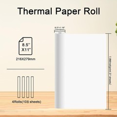 4 Rolls Thermal Paper 8.5x 11 Inches, US Letter Size Paper for Printer, Compa…