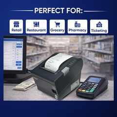 Epson TM-T88V POS Compact Thermal Receipt Printer USB Serial w/ Adapter TESTED