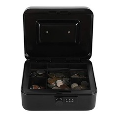 Steel Cash Box Safe Combination Lock Removable Coin Tray Medium 7.87×6.30×3.54