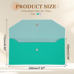 2Pcs PU Leather Envelope Wallet Money for Women MenPurple/ Green