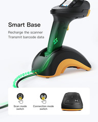 Wireless Bluetooth Barcode Scanner with Touchscreen & Smart Base, Dual Modules