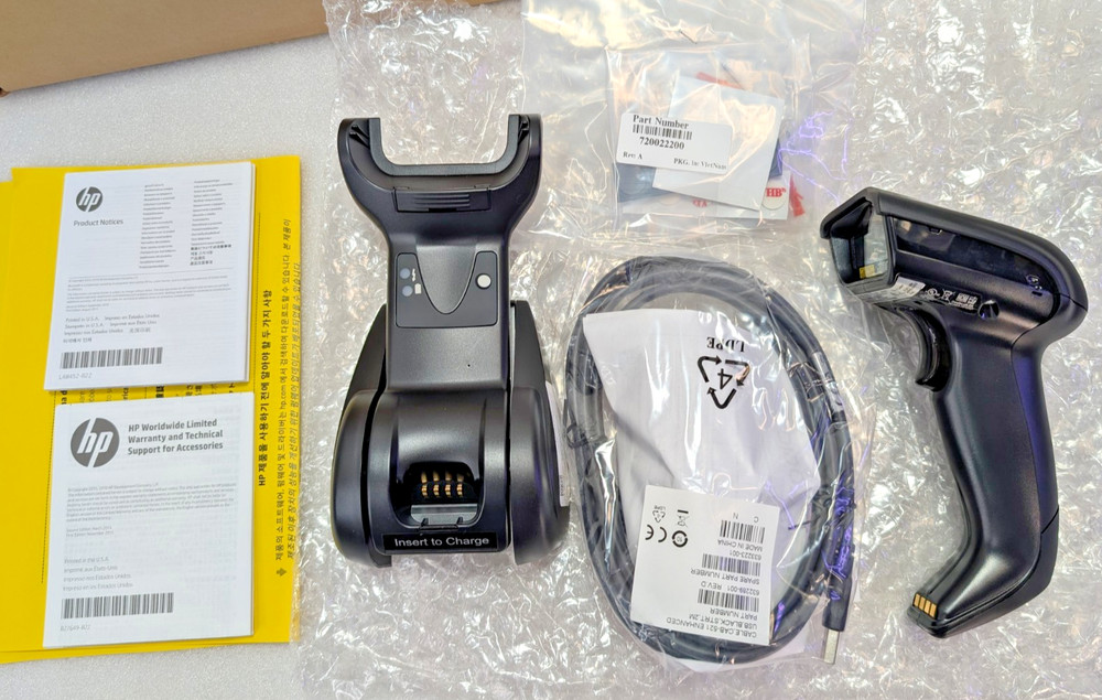 NEW HP Wireless Bluetooth 1D 2D Barcode Scanner USB Kit Charging Station E6P34AA