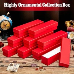 8 Pcs Coin Holder Boxes Red Leatherette Paper 9 x 2 x 2 Inches