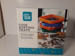 COIN SORTING TRAYS 4 TRAYS AND 40 COIN WRAPPERS INCLUDED POUR & SHAKE.