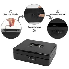 Secure Steel Cash Box with Combination Lock and Removable Tray – Metal Money …