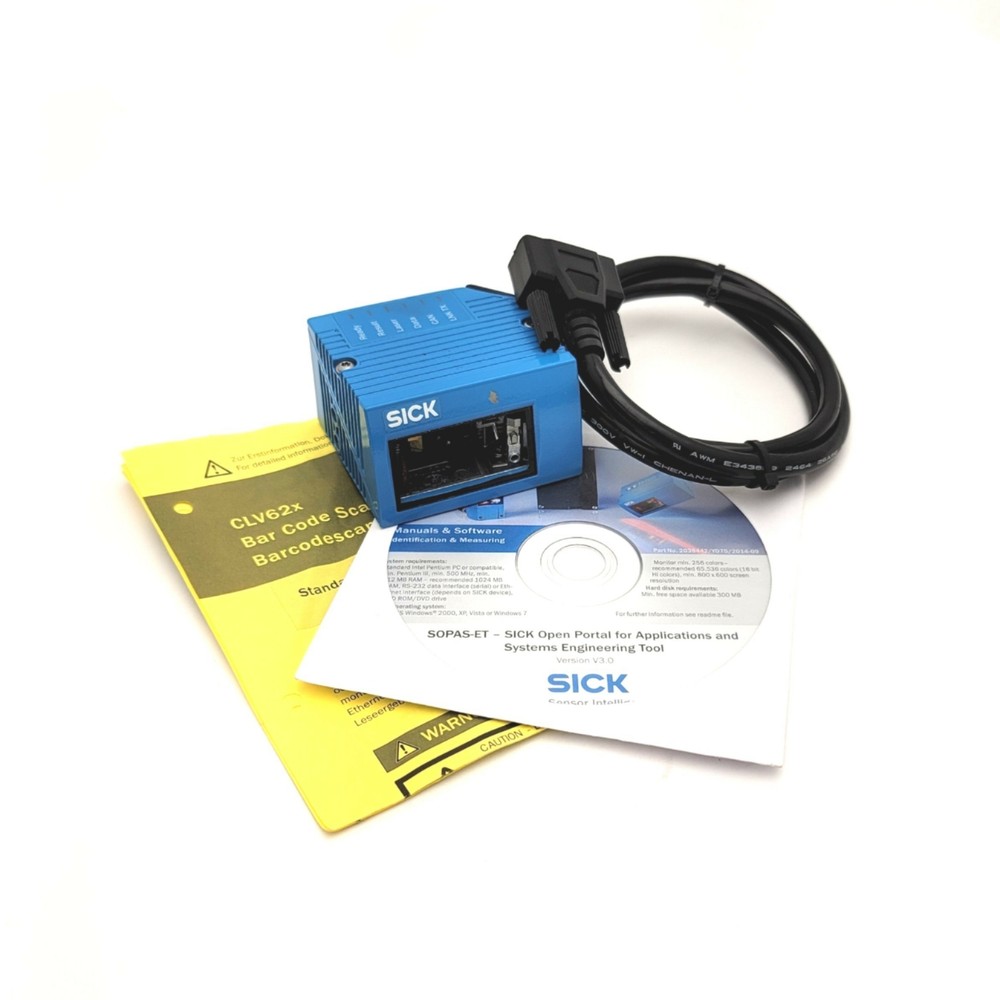 Sick CLV622-0000 Fixed Mount Bar Code Scanner 10-30VDC 15-Pin D-Sub HD 55-200mm