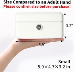 Durable White Cash Box with Key Lock – Ideal for Festivals and Schools, 5.9&Prime;