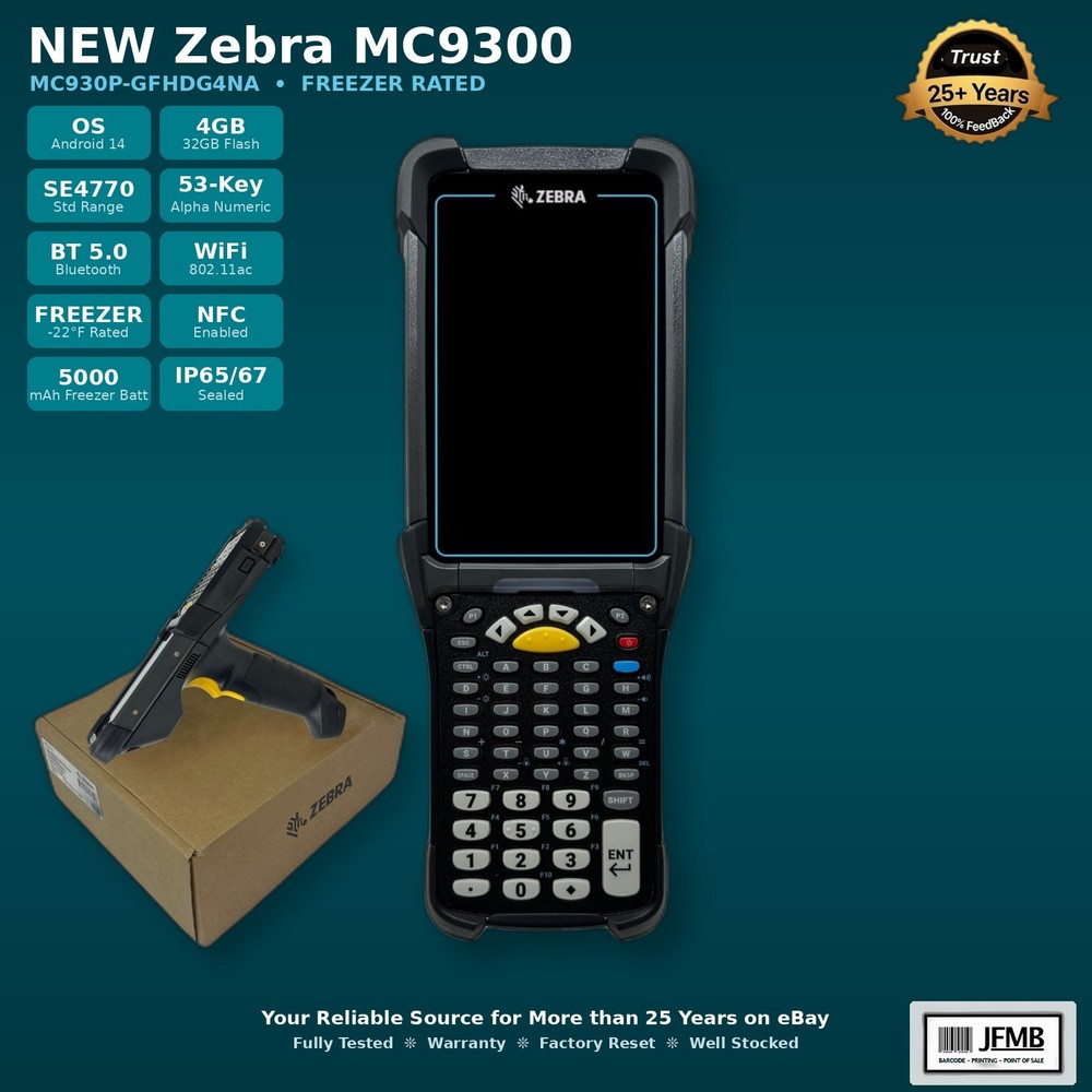 Zebra MC9300 MC930P-GFHDG4NA FREEZER SE4770 Std Range 53-Key Android 14 NIB