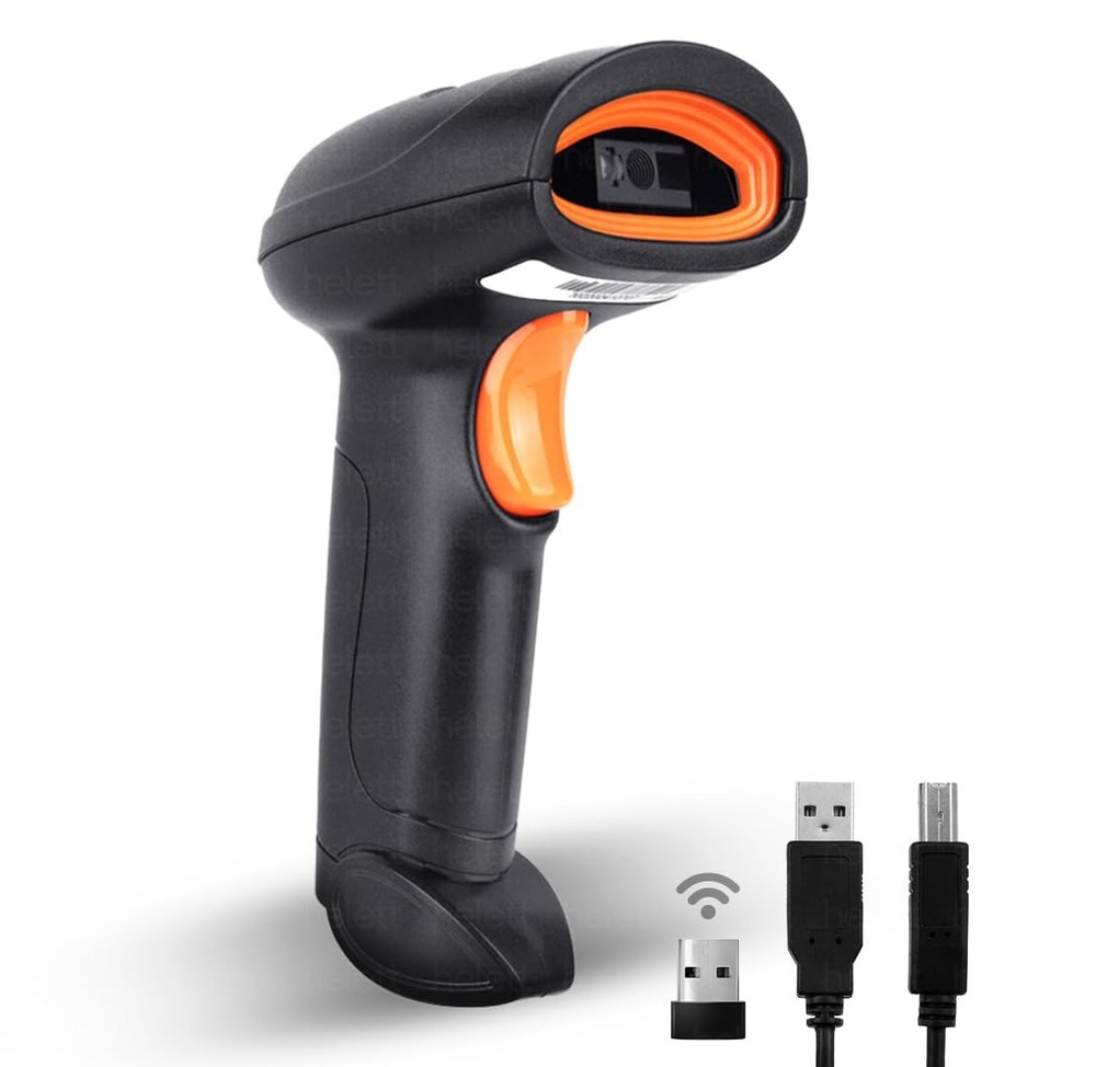 HT20 Wireless 2.4GHz 2D 1D Barcode Scanner Wired Rechargeable ABS Black USB