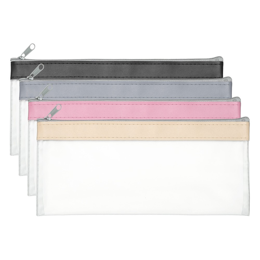 8.7×3.9 Inch Money Bags with Zipper, 4 Pcs Clear PVC Cash Pouch, Multicolor