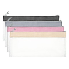 8.7×3.9 Inch Money Bags with Zipper, 4 Pcs Clear PVC Cash Pouch, Multicolor