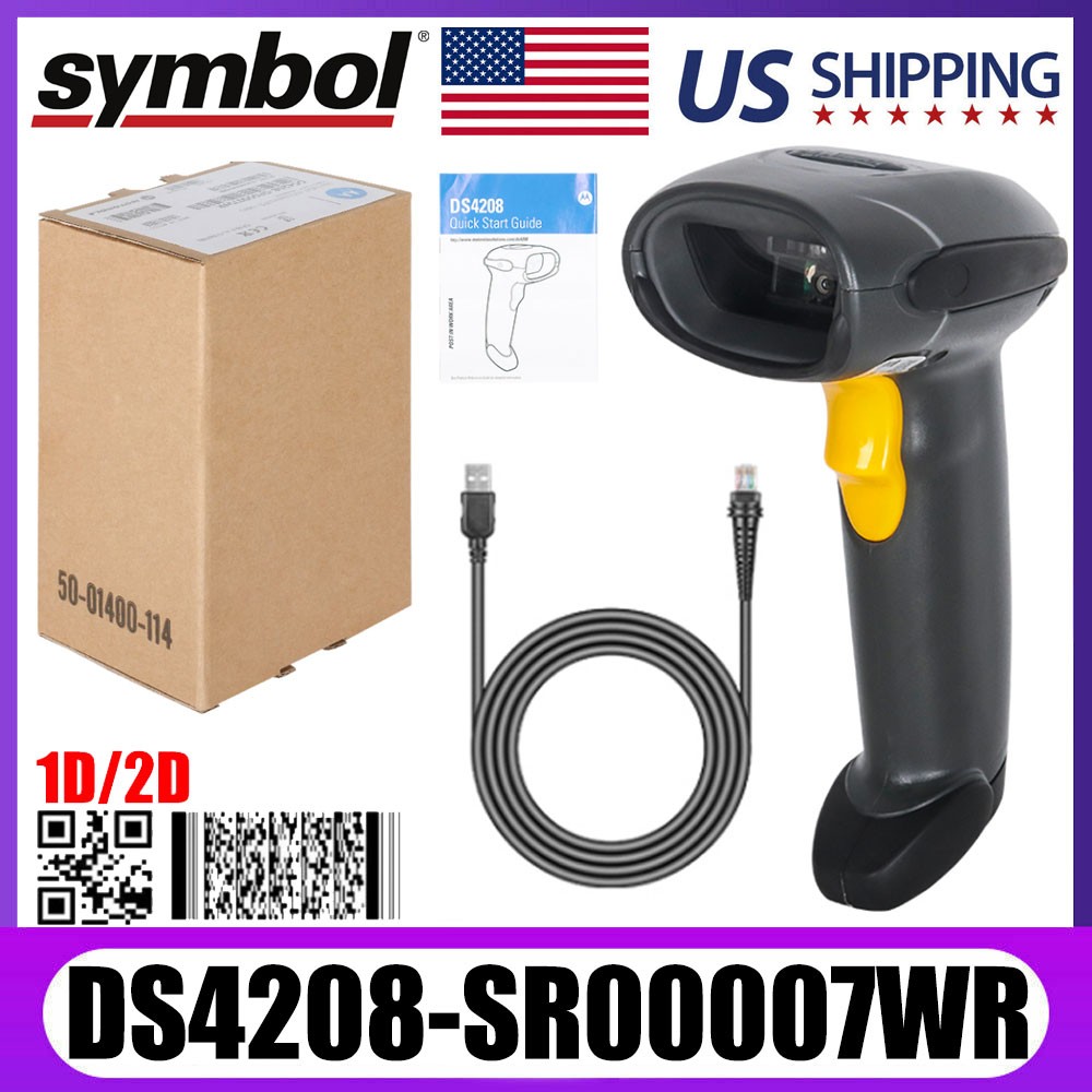 Symbol DS4208-SR00007WR 1D 2D Laser Imager Barcode Scanner Reader USB Kit