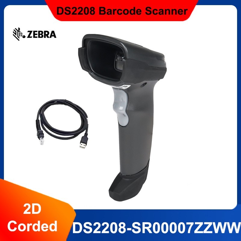 Zebra DS2208-SR00007ZZWW 1/2D Handheld Barcode Scanner Imager With USB Cable Kit