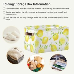 Fresh Lemons Pattern Rectangle Storage Bin, 15 x 11 x 9.5 in, Collapsible Org…
