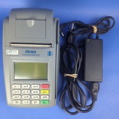 First Data FD100 Credit Card Reader Receipt Terminal w/ Power Source Adaptor