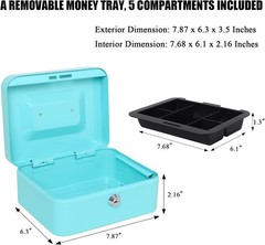 Multi-Purpose Cash Box with Key Lock – Secure Storage for Cash & Medications