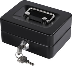 Mini Cash Box with Slot Small Cash Box with Money Tray and Key Lock, Metal Lock