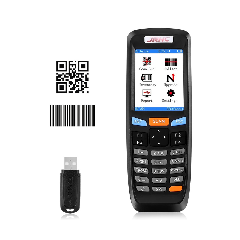 1D 2D Portable Inventory Scanner,JRHC Collector Counter 2.4G Wireless Barcode…