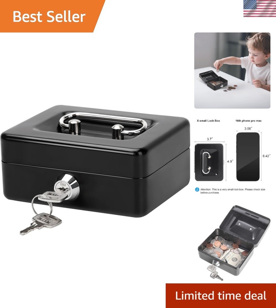 Key-Controlled X-Small Cash Box – Portable Storage for Coins and Medication