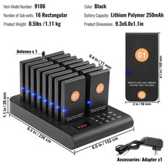 Uimoso Wireless Paging System with 16 Coasters for Restaurant Guest Queue