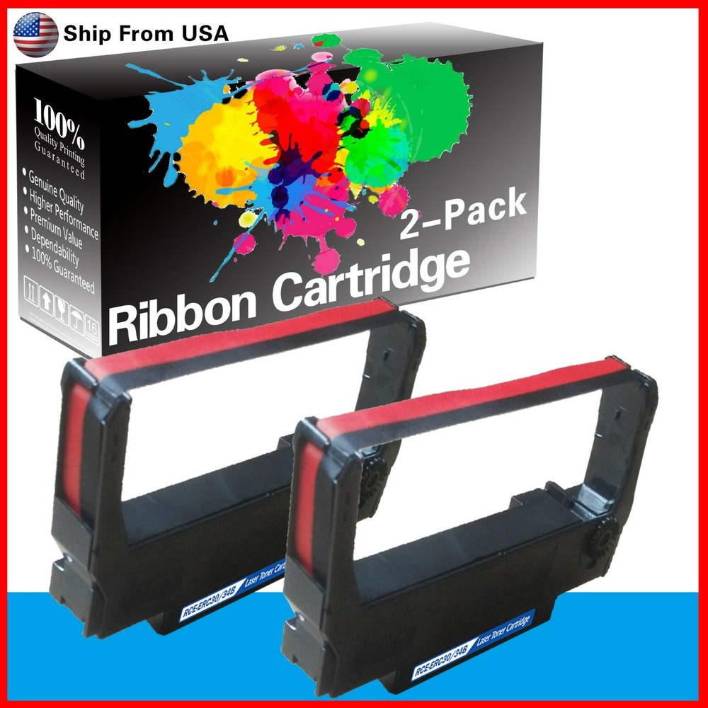 2 PK Epson ERC-30 ERC30 ERC 30/34/38 B/R Ribbon for M115A M119 M119B M119D M133A