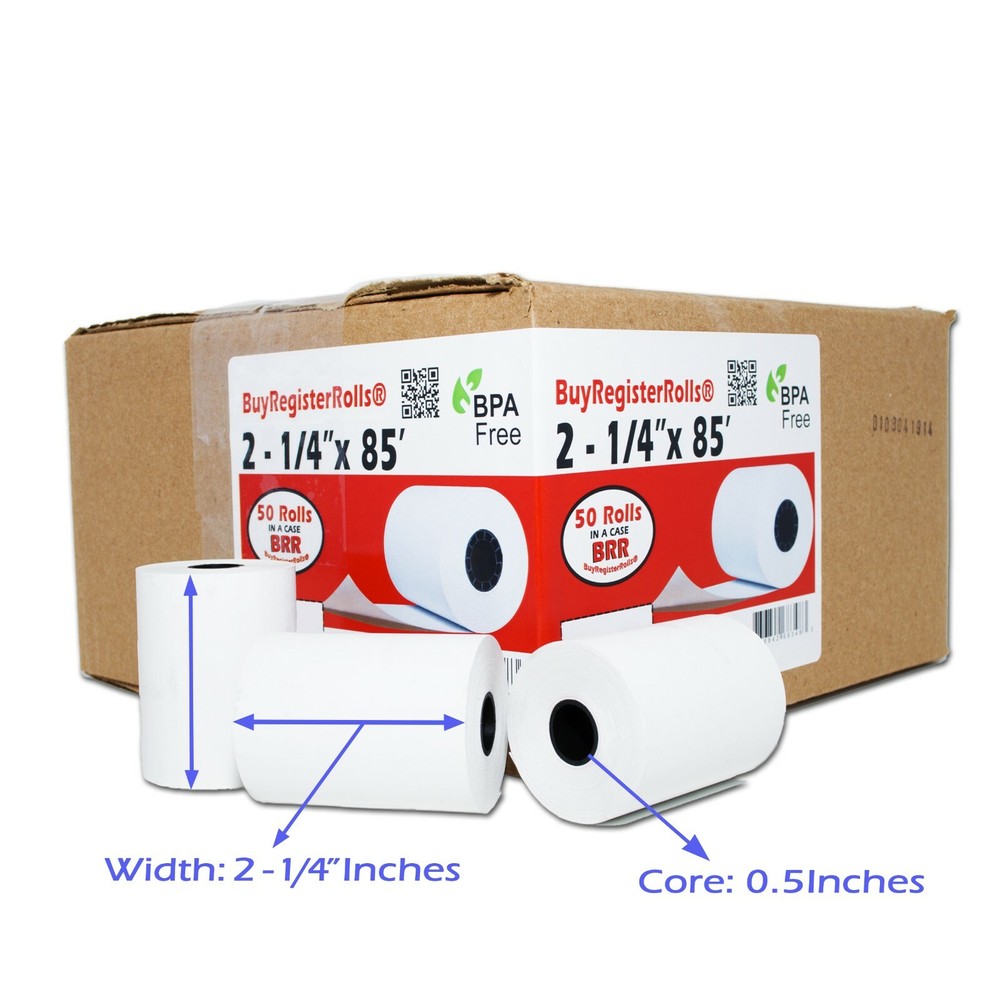 2 1/4&Prime; X 85 THERMAL PAPER 500 ROLLS FIRST DATA FD130 FD50 FD55 FD100TI