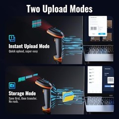 Wireless Barcode Scanner 1D Laser Cordless Handheld with USB Receiver 2.4Ghz