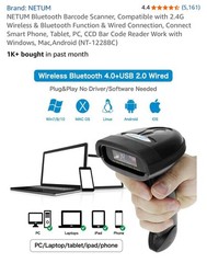 NETUM NT-1228BC Bluetooth Barcode Scanner 2.4G Wireless USB Wired CCD Reader