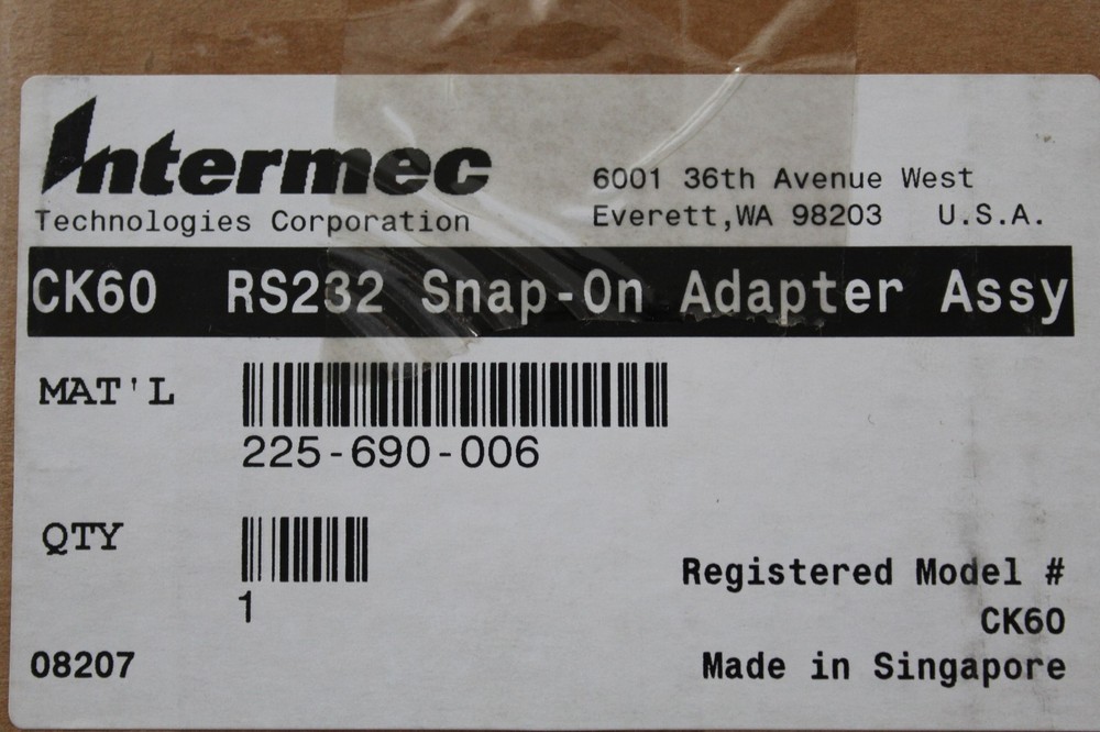 INTERMEC 225-690-006 RS232 SNAP-ON ADAPTER Model AA5