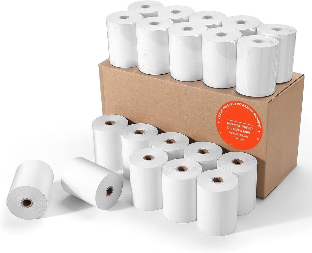 20 Thermal Receipt Paper Rolls 3-1/8&Prime; x 119&prime; Thermal Paper Cash Register POS Rec