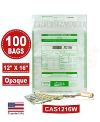 Tamper Evident Bank Deposit Bags, 12 x 16 White (Opaque), Serialized, 100 Bags