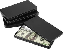 Metal Rectangular Cash Box with Lid – 4 Packs Currency Tray Money Holder Black M