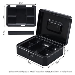 KYODOLED Large Cash Box Combination Lock 9.84&Prime;x7.87&Prime;x3.54&Prime; Black