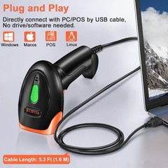 Handheld USB Barcode Scanner: Accurate Scanning for PC, Laptop & POS Use