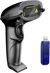 USB Cordless 1D Laser Barcode Scanner – 2600mAh Battery, Long Distance Support