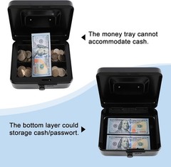 Medium Cash Box with Combination Lock Safe Metal Money Box with Money Tray Black