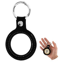 YUXIANLB AA Coin Holder Keychain, PU Leather Storage One Size, Black